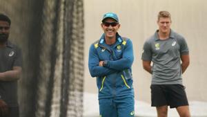 Justin Langer looks on during an Australian Test team training session at the Sydney Cricket Ground.(Getty Images) Justin Langer looks on during an Australian Test team training session at the Sydney Cricket Ground.(Getty Images)