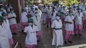 On April 26, the nursing officer at AIIMS Rishikesh had reported symptoms like high fever after which she took a paracetamol medicine and had taken leave the next day. (Image used for representation).(HT PHOTO.)