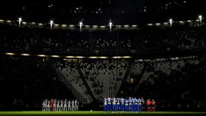 General view as the teams observe a minutes silence before the match.(REUTERS) General view as the teams observe a minutes silence before the match.(REUTERS)