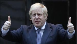 London: Britain's Prime Minister Boris Johnson shows thumbs up after he applauded on the doorstep of 10 Downing Street in London during the weekly "Clap for our Carers" Thursday, April 30, 2020.(AP) London: Britain's Prime Minister Boris Johnson shows thumbs up after he applauded on the doorstep of 10 Downing Street in London during the weekly "Clap for our Carers" Thursday, April 30, 2020.(AP)