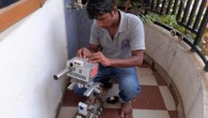 Vishal Patel, a third year student of mechanical engineering at the Ashoka Institute in Varanasi, has developed this robot.(IANS) Vishal Patel, a third year student of mechanical engineering at the Ashoka Institute in Varanasi, has developed this robot.(IANS)
