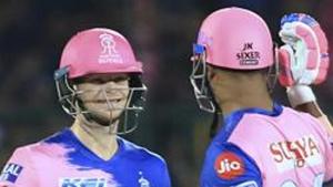 Rajasthan Royals' Steve Smith and Stuart Binny celebrate their victory.(AP) Rajasthan Royals' Steve Smith and Stuart Binny celebrate their victory.(AP)