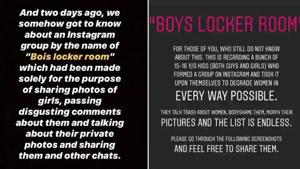 The screenshots of the Instagram stories that outed the Bois Locker Room.(Pic: Instagram) The screenshots of the Instagram stories that outed the Bois Locker Room.(Pic: Instagram)