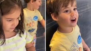 Karan Johar shared a new video of his kids. Karan Johar shared a new video of his kids.