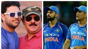 FIle image of Yuvraj Singh with Yograj Singh and MS Dhoni with Virat Kohli.(HT Collage) FIle image of Yuvraj Singh with Yograj Singh and MS Dhoni with Virat Kohli.(HT Collage)