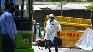A man leaves after he was discharged following the completion of quarantine period and COVID-19 tests at LNJP hospital in New Delhi on Tuesday.(Sonu Mehta/HT File Photo) A man leaves after he was discharged following the completion of quarantine period and COVID-19 tests at LNJP hospital in New Delhi on Tuesday.(Sonu Mehta/HT File Photo)