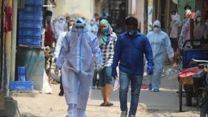 Medical workers in PPE overalls during a screening exercise in Sirhaul village during a nationwide lockdown due to coronavirus pandemic at Sirhaul village in Gurugram.(Yogendra Kumar/HT PHOTO) Medical workers in PPE overalls during a screening exercise in Sirhaul village during a nationwide lockdown due to coronavirus pandemic at Sirhaul village in Gurugram.(Yogendra Kumar/HT PHOTO)