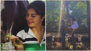 Jacqueline Fernandez is spending her time surrounded by animals. Jacqueline Fernandez is spending her time surrounded by animals.