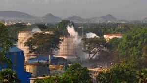 The report submitted by the BMS president of Andhra Pradesh unit Mannava Sravan Kumar said it was the villagers who alerted authorities about the leakages.(PTI) The report submitted by the BMS president of Andhra Pradesh unit Mannava Sravan Kumar said it was the villagers who alerted authorities about the leakages.(PTI)