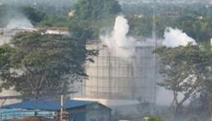 Smoke is seen at LG Polymers plant in Visakhapatnam, India, May 7, 2020.(REUTERS) Smoke is seen at LG Polymers plant in Visakhapatnam, India, May 7, 2020.(REUTERS)