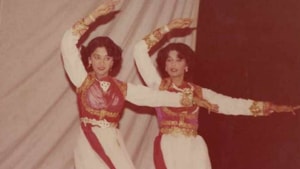 Madhuri Dixit shared a throwback picture also featuring her sister. Madhuri Dixit shared a throwback picture also featuring her sister.