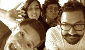 Ira Khan with Aamir Khan, Kiran Rao and Azad Rao Khan. Ira Khan with Aamir Khan, Kiran Rao and Azad Rao Khan.