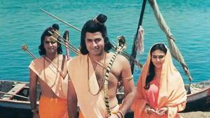 Sunil Lahri, Arun Govil and Dipika Chikhlia in a still from Ramayan. Sunil Lahri, Arun Govil and Dipika Chikhlia in a still from Ramayan.