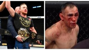 Justin Gaethje defeats Tony Ferguson.(UFC) Justin Gaethje defeats Tony Ferguson.(UFC)