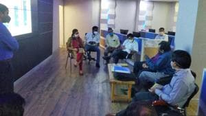 Central team on Saturday visited the Pune Smart City’s war room and took the Covid-19 review in the city. Municipal commissioner Shekhar Gaikwad, Pune Smart City’s CEO Rubal Agrawal and PMC health chief Ramchandra Hankare briefed the team.(HT PHOTO) Central team on Saturday visited the Pune Smart City’s war room and took the Covid-19 review in the city. Municipal commissioner Shekhar Gaikwad, Pune Smart City’s CEO Rubal Agrawal and PMC health chief Ramchandra Hankare briefed the team.(HT PHOTO)