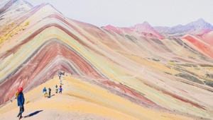 In January, a photo of rainbow-hued mountains showed up on Instagram, was shared on travel pages, and prompted users to report it as fake.(Unsplash) In January, a photo of rainbow-hued mountains showed up on Instagram, was shared on travel pages, and prompted users to report it as fake.(Unsplash)
