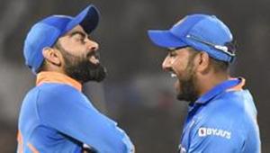 Indian captain Virat Kohli celebrates with Rohit Sharma and Ravindra Jadeja.(PTI) Indian captain Virat Kohli celebrates with Rohit Sharma and Ravindra Jadeja.(PTI)