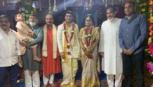 Dil Raju and Tejaswini during the wedding ceremony. Dil Raju and Tejaswini during the wedding ceremony.