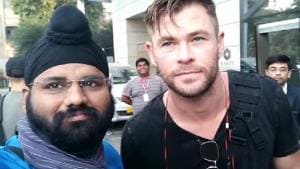 Amarjeet Singh with Hollywood star Chris Hemsworth.
