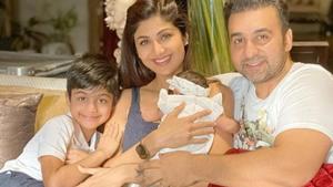 Shilpa Shetty with husband Raj Kundra and children Viaan Raj and Samisha. Shilpa Shetty with husband Raj Kundra and children Viaan Raj and Samisha.