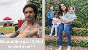 Sunny Leone with daughter Nisha and sons Noah and Asher in the US. Sunny Leone with daughter Nisha and sons Noah and Asher in the US.
