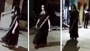 Villagers scream and retreat as soon as they see this woman walking on the street. Villagers scream and retreat as soon as they see this woman walking on the street.
