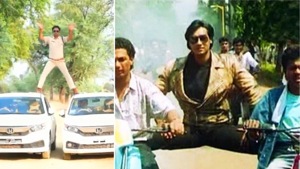 MP cop does Ajay Devgn’s Phool Aur Kaante stunt. MP cop does Ajay Devgn’s Phool Aur Kaante stunt.
