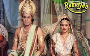 Arun Govil and Dipika Chikhlia in Ramayan. Arun Govil and Dipika Chikhlia in Ramayan.