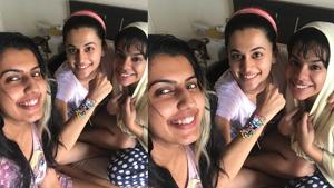 Taapsee Pannu shows her rakhis in throwback picture. Taapsee Pannu shows her rakhis in throwback picture.