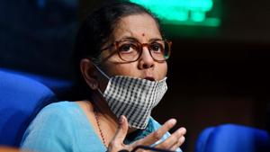Union finance minister Nirmala Sitharaman briefs the media on economic package in New Delhi on Wednesday.(ANI photo) Union finance minister Nirmala Sitharaman briefs the media on economic package in New Delhi on Wednesday.(ANI photo)