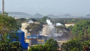 Smokes rise from an LG Polymers plant following a gas leak incident in Visakhapatnam.(ANI) Smokes rise from an LG Polymers plant following a gas leak incident in Visakhapatnam.(ANI)