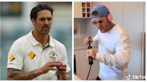 Mitchell Johnson and David Warner.(Getty) Mitchell Johnson and David Warner.(Getty)