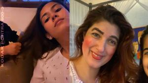 Mira Rajput and Twinkle Khanna get grooming sessions from their daughters at home. Mira Rajput and Twinkle Khanna get grooming sessions from their daughters at home.