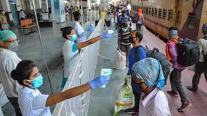 All the passengers were thermally screened after they de-boarded the train.(PTI file photo) All the passengers were thermally screened after they de-boarded the train.(PTI file photo)