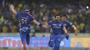 Mumbai Indians captain Rohit Sharma, second right, and teammates celebrate(AP) Mumbai Indians captain Rohit Sharma, second right, and teammates celebrate(AP)