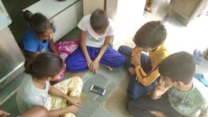 Children study with digital learning initiatives- SMILE. Children study with digital learning initiatives- SMILE.