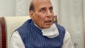 The oceans are the lifelines of global prosperity, Rajnath Singh said at the ceremony.(PTI) The oceans are the lifelines of global prosperity, Rajnath Singh said at the ceremony.(PTI)