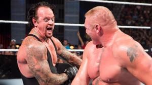 The Undertaker against Brock Lesnar.(WWE) The Undertaker against Brock Lesnar.(WWE)