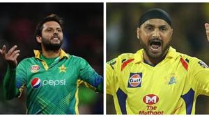 Shahid Afridi and Harbhajan.(Getty/SPORTZPICS for IPL) Shahid Afridi and Harbhajan.(Getty/SPORTZPICS for IPL)