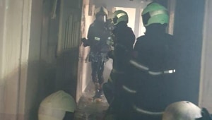 The fire is said to be confined in two flats on the sixth floor, which has been engulfed in heavy smoke.(Photo: ANI) The fire is said to be confined in two flats on the sixth floor, which has been engulfed in heavy smoke.(Photo: ANI)