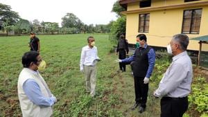 Assam Chief Minister Sarbananda Sonowal (in blue short) visits Assam Agricultural University, Kahikuchi campus of Krishi Vigyan Kendra at Kamrup on Saturday.(ANI Photo) Assam Chief Minister Sarbananda Sonowal (in blue short) visits Assam Agricultural University, Kahikuchi campus of Krishi Vigyan Kendra at Kamrup on Saturday.(ANI Photo)