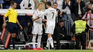 Cristiano Ronaldo embraces 16-year-old Martin Odegaard from Norway.(AP Photo) Cristiano Ronaldo embraces 16-year-old Martin Odegaard from Norway.(AP Photo)