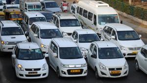 The nationwide protest by Ola and Uber cab drivers had a marginal effect on cab service in Delhi.(Parveen Kumar/HT photo) The nationwide protest by Ola and Uber cab drivers had a marginal effect on cab service in Delhi.(Parveen Kumar/HT photo)