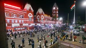 Stranded migrant labourers queue to board a special train to Odisha from MGR Central railway station during the Covid-19 lockdown in Chennai.(ANI) Stranded migrant labourers queue to board a special train to Odisha from MGR Central railway station during the Covid-19 lockdown in Chennai.(ANI)