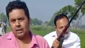 Samajwadi Party leader Chhote Lal Diwakar (in white shirt) and his son in Uttar Pradesh’s Sambhal on Tuesday. Samajwadi Party leader Chhote Lal Diwakar (in white shirt) and his son in Uttar Pradesh’s Sambhal on Tuesday.