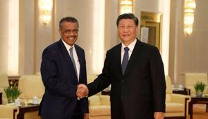 Tedros Adhanom, director general of the World Health Organization with Chinese President Xi jinping(Reuters Photo) Tedros Adhanom, director general of the World Health Organization with Chinese President Xi jinping(Reuters Photo)