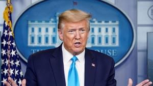 President Donald Trump addresses the daily coronavirus task force briefing at the White House in Washington, US.(REUTERS) President Donald Trump addresses the daily coronavirus task force briefing at the White House in Washington, US.(REUTERS)