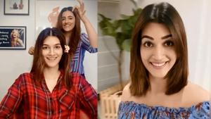 Kriti Sanon gets a haircut from sister Nupur Sanon. Kriti Sanon gets a haircut from sister Nupur Sanon.