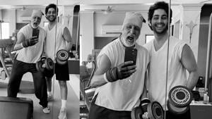 Amitabh Bachchan with Agastya Nanda in Mumbai. Amitabh Bachchan with Agastya Nanda in Mumbai.