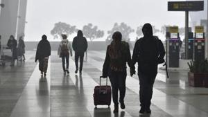 All passengers will be required to go in for a thermal check before entering the terminal.(Sanjeev Verma/HT PHOTO) All passengers will be required to go in for a thermal check before entering the terminal.(Sanjeev Verma/HT PHOTO)